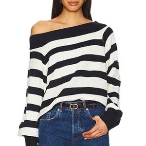 WeWoreWhat Black and White Off-Shoulder Sweater